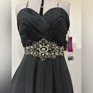 Clarisse Black Prom / Formal Dress with Embellished Waist